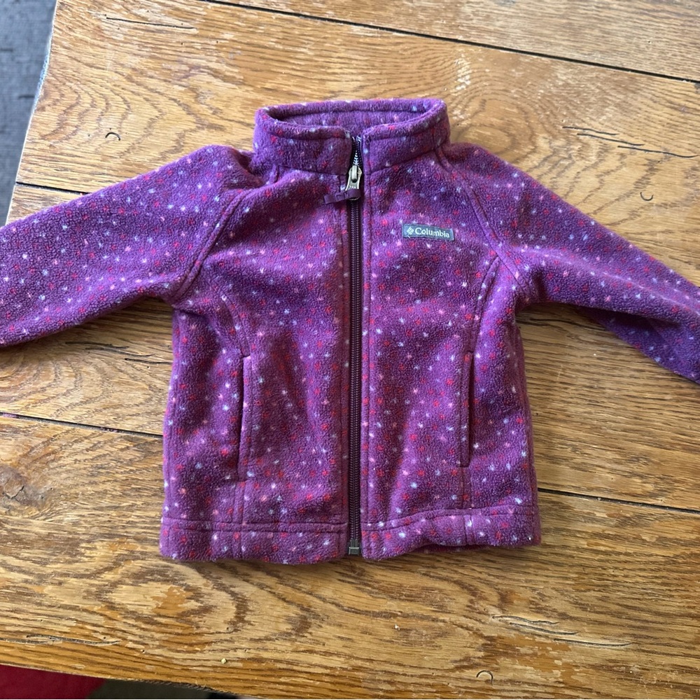 Columbia Purple Fleece Jacket Full Zip Warm Layer